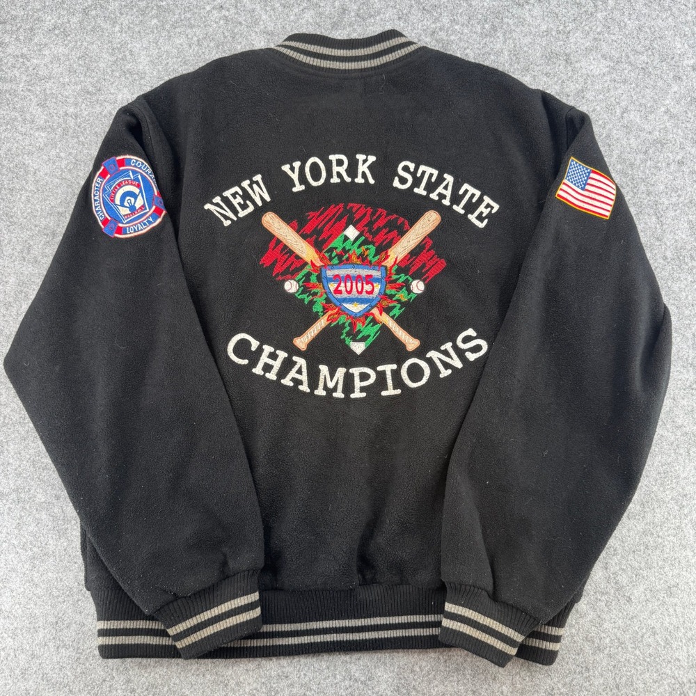 NY Augusta Sportswear Jacket Mens S Black Little League Baseball Sport Augusta